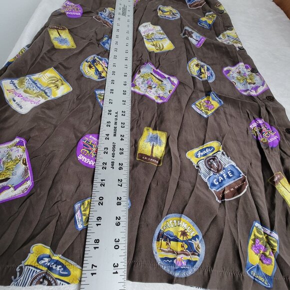 Vintage Dana B & Karen Womens 100% Silk Printed Midi Skirt Size 8 Brown Buttons - Picture 9 of 9